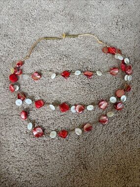 Pink and White Layered Shell Bead Necklace